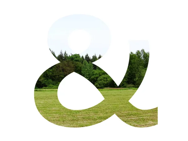 Teken Van Het Alfabet Gemaakt Met Landschap Met Gras Bos — Stockfoto