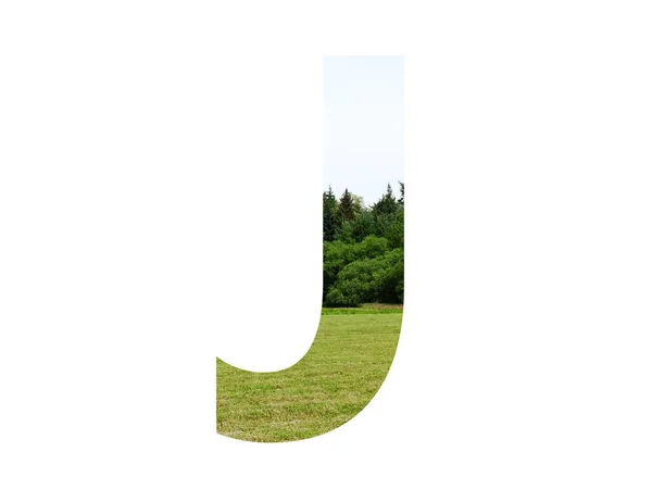 白を基調とした草や森 青空をイメージしたアルファベットの文字J — ストック写真