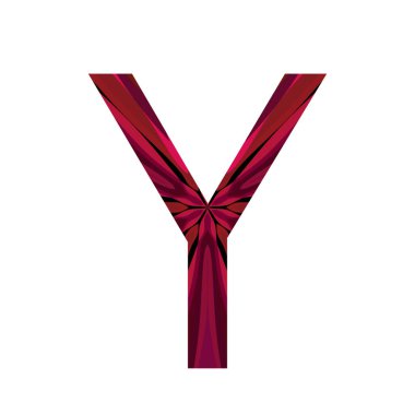 Alfabedeki Y harfi pembe arkaplanda izole bir şekilde merkezden yayılıyor.