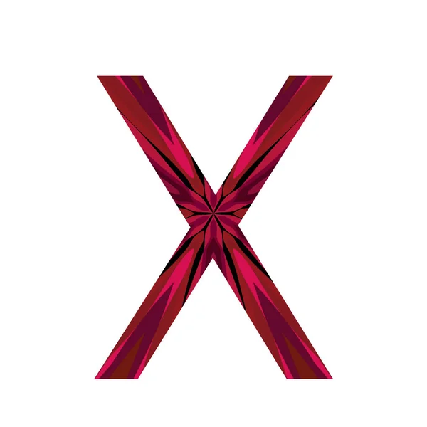 中央からピンクの放射状に作られたアルファベットの文字Xは 白い背景に隔離されています — ストック写真
