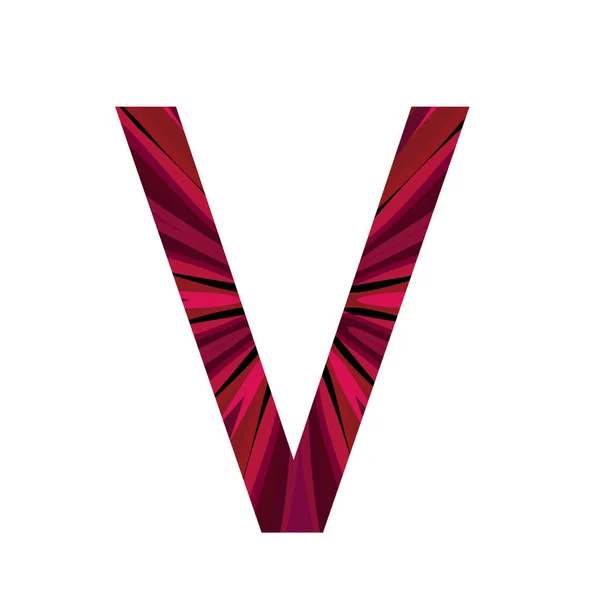 字母V用粉色辐射从中间发出的字母V 用白色背景隔开 — 图库照片