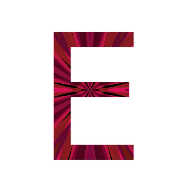 字母E字母表中的字母E 用粉色从中间辐射出来 用白色背景隔开 — 图库照片