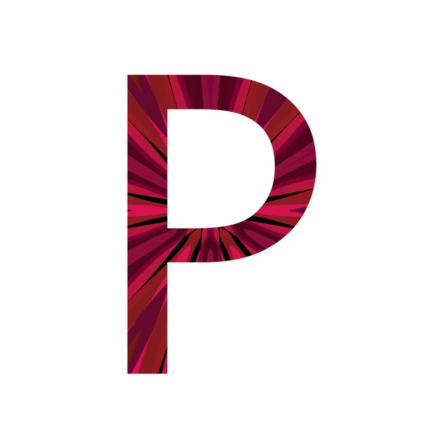 字母P字母表中的字母P 由中间的粉色辐射制成 用白色背景隔开 — 图库照片