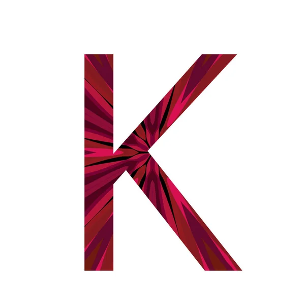 中央からピンクの放射状に作られたアルファベットの文字Kは 白い背景に隔離されています — ストック写真