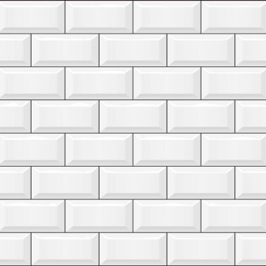 Kusursuz beyaz metro fayans deseni. Parlak 3D efektli. Banyo, mutfak ya da iç tasarım projeleri için ideal..