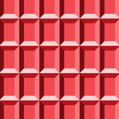 3 boyutlu blok efektli kusursuz geometrik kırmızı kiremit deseni, arka plan veya duvar kağıtları için ideal.