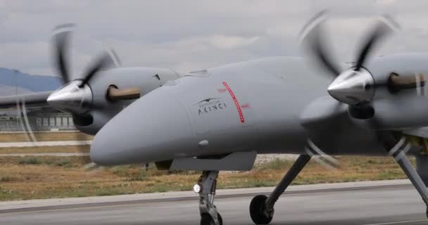 Konya Turkey Giugno 2022 Bombardamento Avanzato Ricognizione Drone Militare Rullaggio — Video Stock
