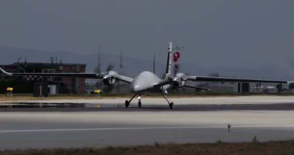 Konya Turkey June 2022 Drone Militar Uav Ucav Decolagem Aeroporto — Vídeo de Stock