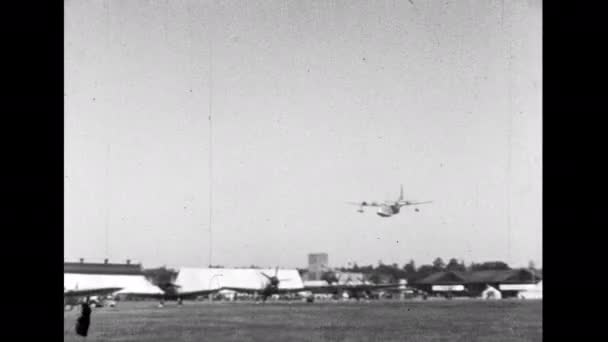 Farnborough Airshow Сполучене Королівство Близько 1950 Short Solent Пасажирський Літаючий — стокове відео