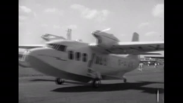 ファーンボロー航空ショー1950年頃英国ショートSa 6シーランドライト 民間旅客水陸両用航空機 — ストック動画