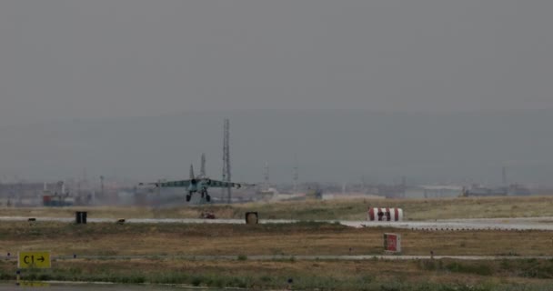 Konya Turkey June 2022 Military Plane Brown Desertic Camouflage Lands — Stock Video