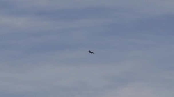 在蓝天中飞行的孤立的军用超音速喷气式飞机 防空任务中的顶级飞行员训练 麦克唐纳道格拉斯F 18大黄蜂瑞士空军 Axalp射击场航空展 — 图库视频影像