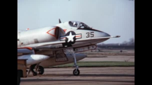 Piloto Militar Cockpit Avião Caça Vintage Preparar Para Descolagem Douglas — Vídeo de Stock