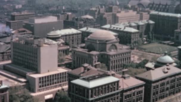 Domes Columns Columbia University City New York Cityscape Aerial View — Stockvideo