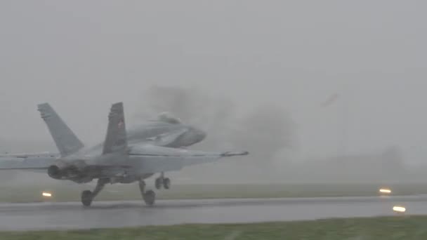 Meiringen Air Base Switzerland January 2013 Combat Jet Airplane Lands — Stockvideo
