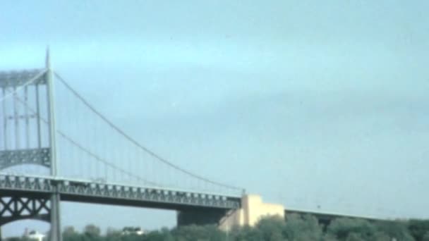 Vue Sur Pont Brooklyn Pont Hybride Suspendu Par Câble New — Video