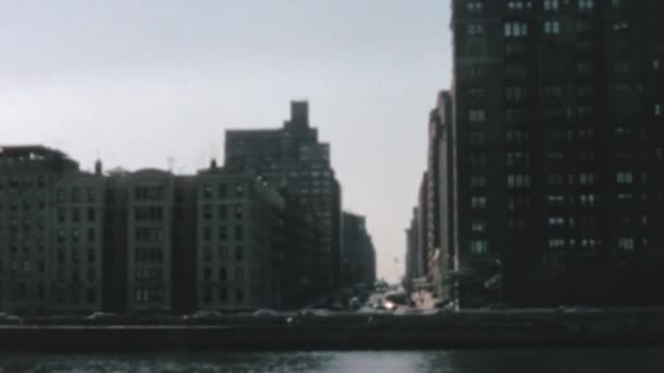Panoramiczny Widok Dolny Manhattan Nowym Jorku Latach Tych Drapacze Chmur — Wideo stockowe