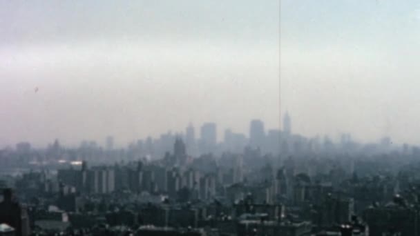 Veduta Aerea Dello Skyline Manhattan Ricoperto Smog New York Che — Video Stock
