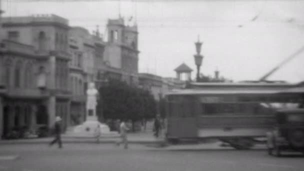 Dertiger Jaren Scene Het Historische Centrum Van Havana Met Vintage — Stockvideo