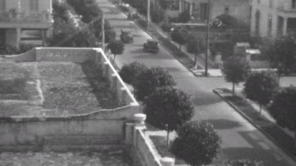 Calle Arbolada Habana Década 1930 Con Autos Circulando Vistos Desde — Vídeos de Stock
