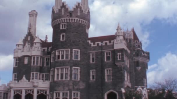Casa Loma Τορόντο Ευρύ Πλάνο Ηλιόλουστη Μέρα Casa Loma Gothic — Αρχείο Βίντεο