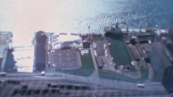 Toronto Harbour Aerial Widok Tower Słoneczny Dzień Jeziorem Ontario Jako — Wideo stockowe