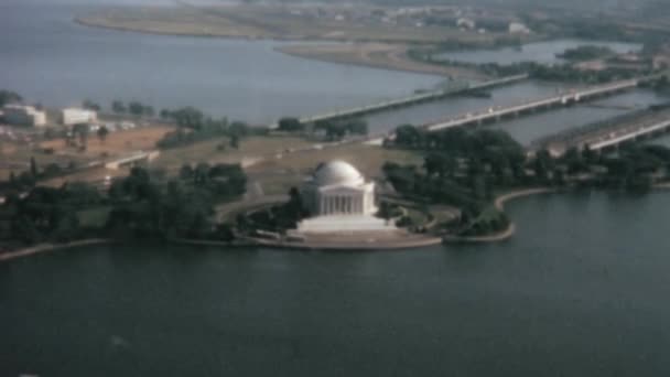 Jefferson Memorial Yang Ikonik Jantung Washington Dari Pandangan Mata Burung — Stok Video