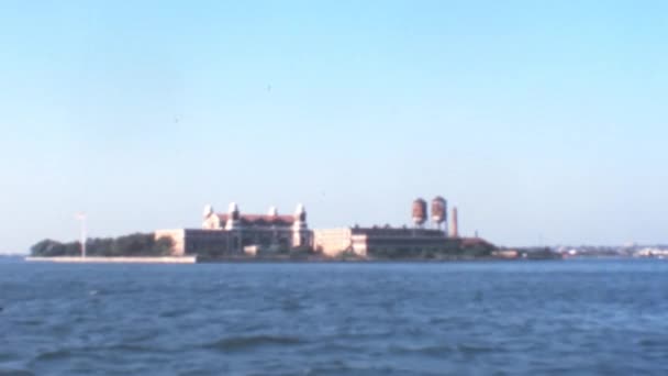 New York 1970 Ellis Island Usa Invandrarstation Panoramautsikt Från Ett — Stockvideo