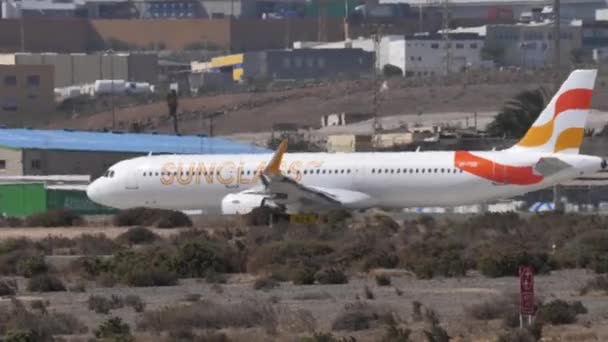 Gando Airport Gran Canaria Canary Islands Spain October 2021 Airbus — Stock Video