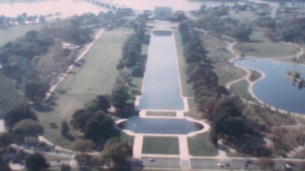 Monumento Lincoln Washington Década 1970 Filmación Archivo Vista Aérea Del — Vídeo de stock