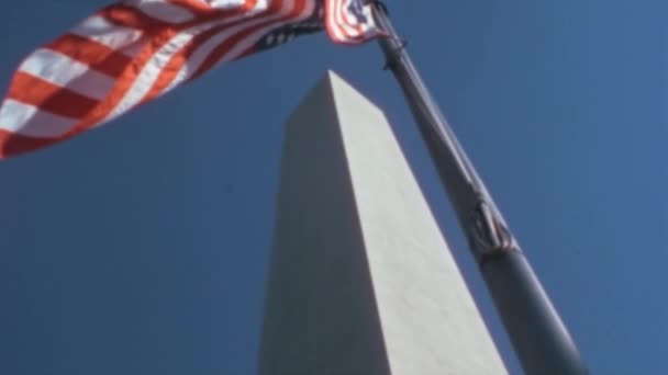 Stati Uniti America Usa Flag Waving Wind Closeup Bottom Blue — Video Stock