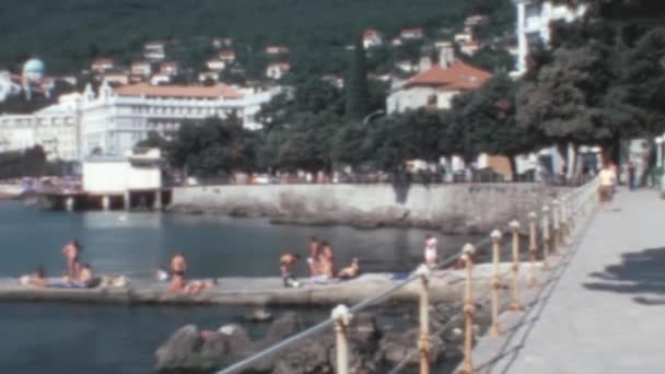 Vida Opatija Croácia Jugoslávia Durante Verão 1970 Local Férias Popular — Vídeo de Stock