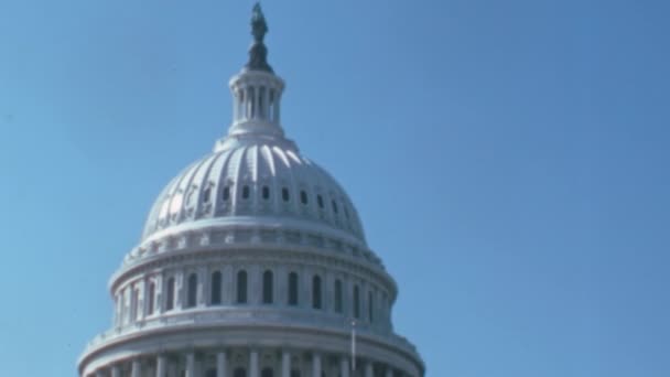 United States Capitol Building Dome Närbild Nyklassisk Stil Washington Solig — Stockvideo