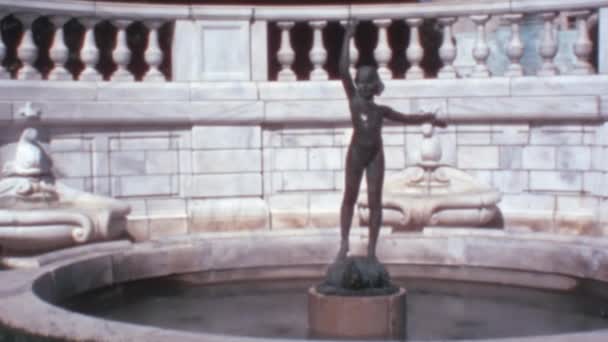Fountain Henri Crenier Boy Turtle Estátua Bronze Base Monumento Washington — Vídeo de Stock