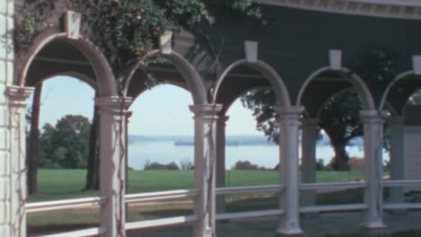 Mount Vernon George Washingtons Hem Portico Ansluter Den Separata Kökshuset — Stockvideo