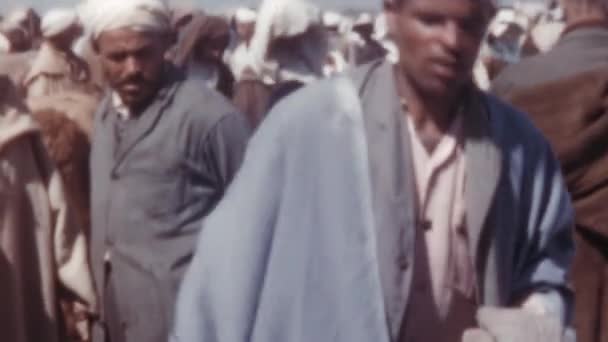Morocco Islamic Arabic Man Farming Walking High Temperature Rural Environment — Stock Video