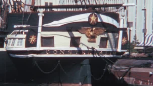 United States Ship Constellation Magnífico Barco Museo Baltimore Inner Harbor — Vídeos de Stock