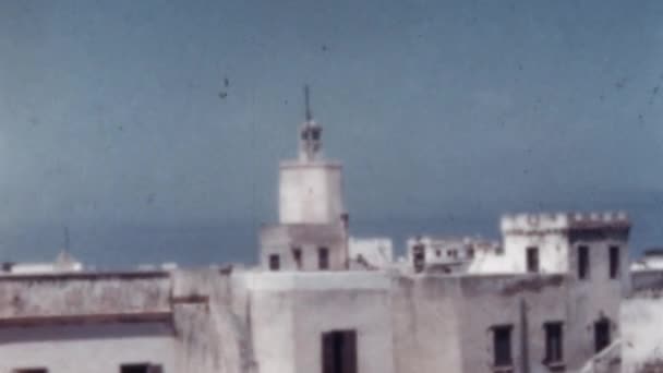 Fortaleza Jadida Con Antigua Fortificación Minarete 1955 Marruecos Jadida Ciudad — Vídeo de stock