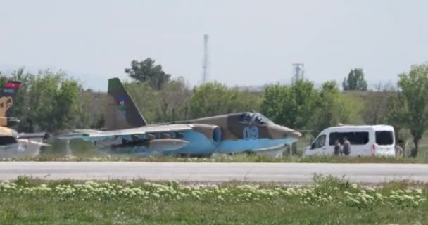 Sukhoi Grach Frogfoot Bombardero Subsónico Soviético Fuerza Aérea Azerbaiyán Taxis — Vídeos de Stock
