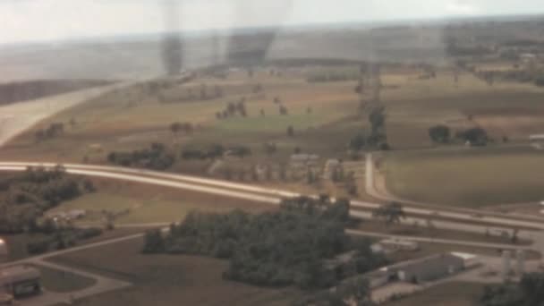 Mesmerizing Drone View Aircraft Window Picturesque Countryside Neenah Wisconsin Unfolds — Stock Video