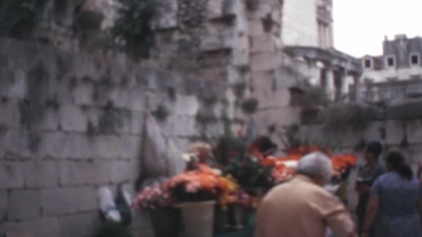 Τουρίστες Περπατούν Προς Έναν Αγαπημένο Ιστορικό Προορισμό Του Διοκλητιανού Παλατιού — Αρχείο Βίντεο