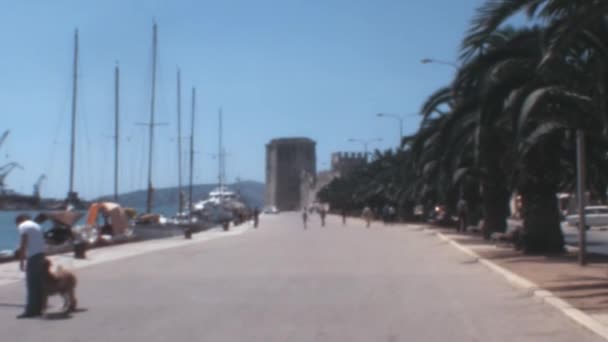 Doświadcz Uroku Splitu Chorwacji Uchwyconego Historycznym Materiale 1970 Roku Malownicza — Wideo stockowe
