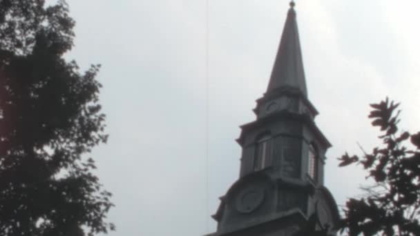 Zvonice Katedrály Nejsvětější Trojice Quebecu Letech Zblízka Vysoce Kvalitní Fullhd — Stock video