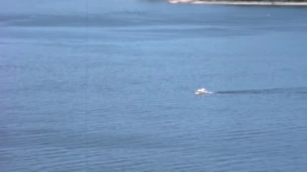 Speed Boat Calm Blue Waters Lago Vista Ampio Angolo Stile — Video Stock