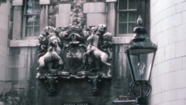 Lion Crest Entrada Torre Londres Detalhado Close Static View Archival — Vídeo de Stock