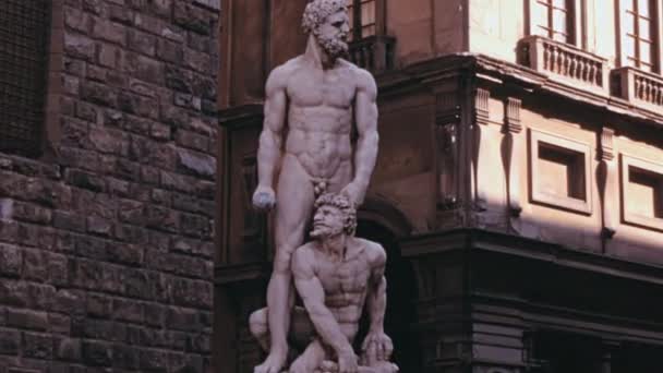 Herkules Och Cacus Skulptur Florens Italien Vintage Hög Kvalitet — Stockvideo