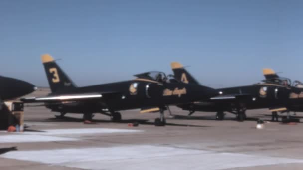 Grumman Tiger Airplanes United States Navy Blue Angels Parked Blue — Video