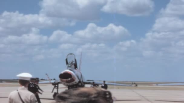 Military Armed Forces Walk Runway Prior Start Flight Demonstration Vintage — Stock Video