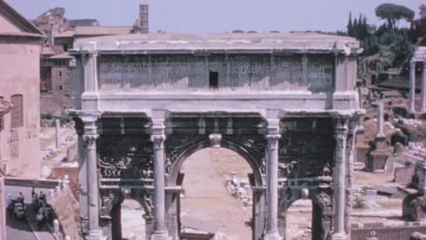 Arch Septimius Severus Built 203 Arch Made White Marble Decorated — Stock Video