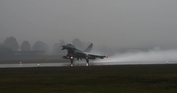 Istrana Italy December 2023 Combat Aircraft Ignites Its Afterburners Takeoff — Stock Video